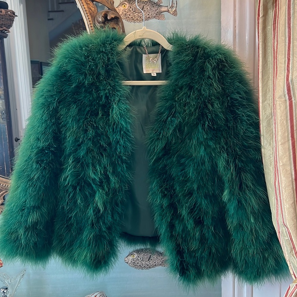 COPY - Pelli Bello Swedish green ostrich feather jacket